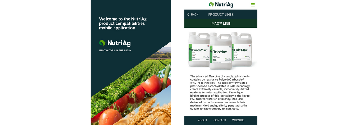 Mobile landing page for NutriAg.